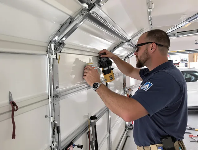 La Verne Garage Door Repair technician quieting a noisy garage door in La Verne