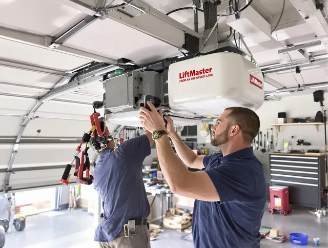 La Verne Garage Door Repair technician performing advanced diagnostics on garage opener in La Verne