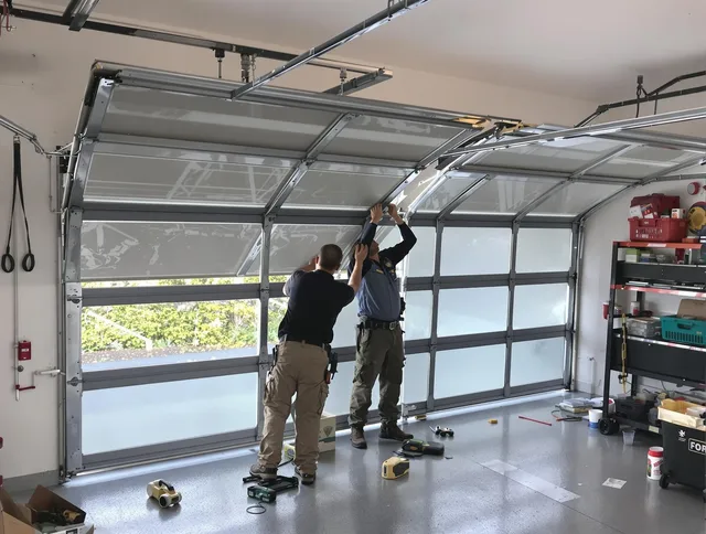 La Verne Garage Door Repair expert performing precise panel replacement on La Verne garage door